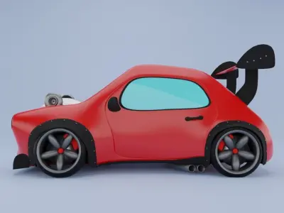 Funny Carton Car  Racing Car 3D model 3D model
