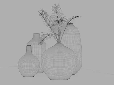 Costa Vase Set with Palm plant 3D model