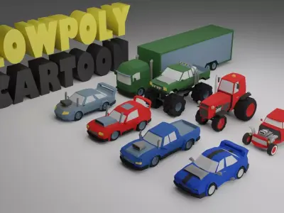 Low Poly Cartoon Vehicle Pack Low-poly 3D model