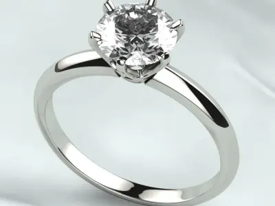 7mm Gemstone Tiffanys Style Gold Ring 3D print model