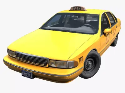 Yellow taxi sedan Low-poly 3D model