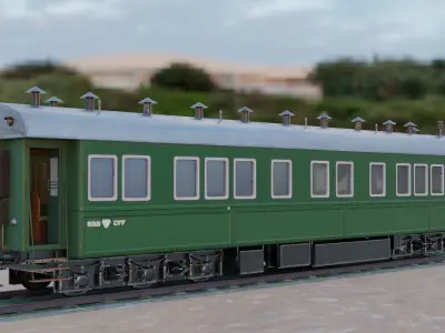 Steam Passengers Car Low-poly 3D model Low-poly 3D model by insya