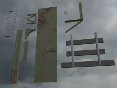 Elevated Train Tracks Low-poly 3D model