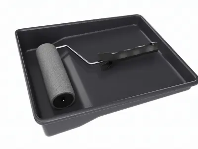Paint roller with tray 01 3D model