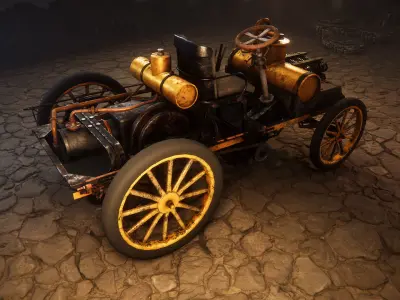 Vintage cars Low-poly 3D model