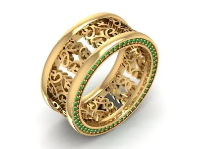 Luxury Filigree Diamond Eternity Band Ring Unisex 1592 3D print model