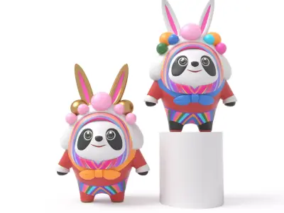 Rabbit pier toy model Low-poly 3D model