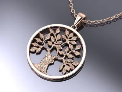 Jewelry  Tree Pendant Gold MK-048 3D print model