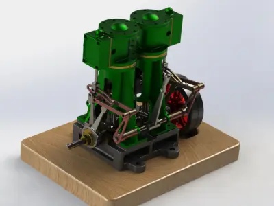 VERTICAL TWIN STEAM ENGINE - WITH REVERSE GEAR 3D model