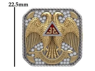 Scottish Rite 32 Degree Masonic Ring 3D print model