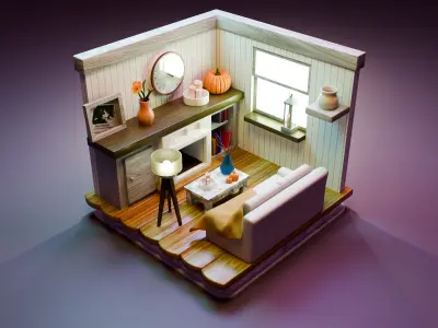 cozy fall room 3D model