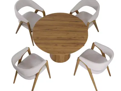 Dining set chair table 3D model