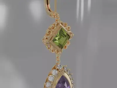 Golden Aurelis earrings 3D model jewelry 3D model