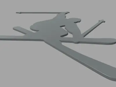 Skiing Key Ring Chain 01 Low-poly 3D model