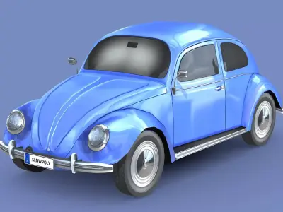 Volkswagen Beetle 1949 Low-poly 3D model