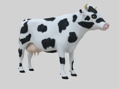 Low Poly Holstein Cow Unwapped 4K Low-poly 3D model