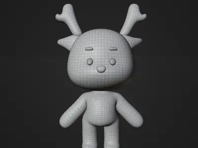 Cute Cartoon Character Rigged Deer 3D model
