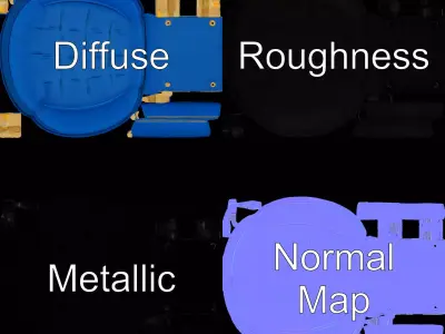 Royal Blue Ottoman model pack Low-poly 3D model