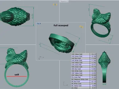 Chicken animal ring 3d cad print model  3D print model