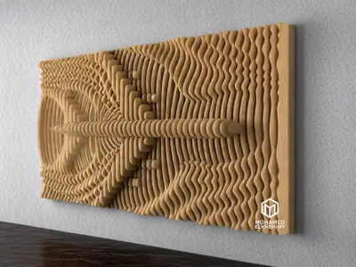 Parametric Wavy Wooden Wall Decor 21 - wood cutting machines 3D model