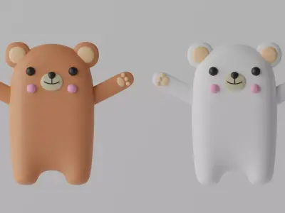 Cartoon Cute Bear Low-poly 3D model
