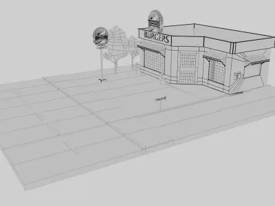 Low Poly Restaurant Modular 3D Model Maya  Arnold Material Free low-poly 3D model