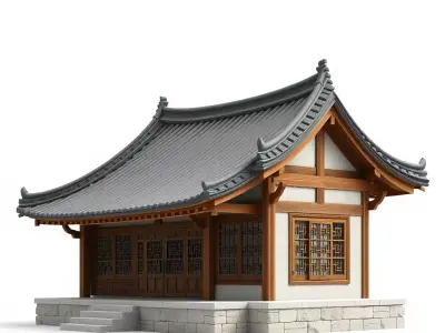 Traditional Pavilion Roof model pack Low-poly 3D model