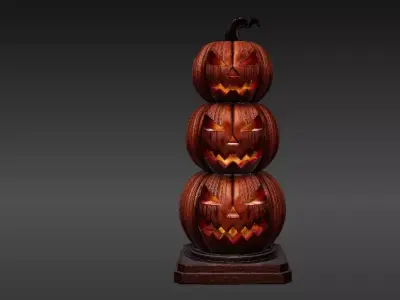 Stacked Pumpkin Tower 3D Print Halloween Decor Model Low-poly 3D model