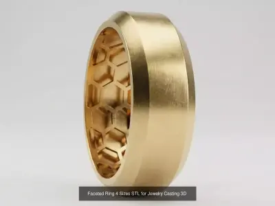 Faceted Ring Collection 7 Designs for Jewelry Casting 4 size 3D Model Pack