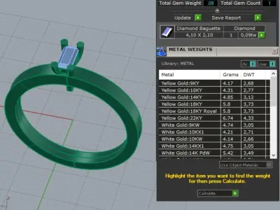 Solitaire Baguette diamond ring 3D print model