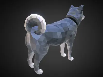 Dog Grey Low Polygon Art Low-poly 3D model