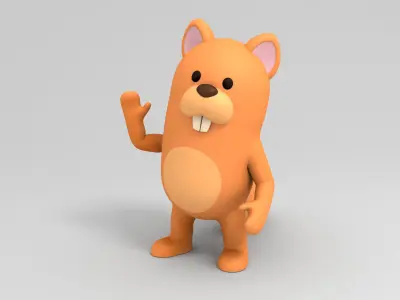 Rigged Cartoon Squirrel 3D model