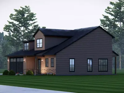 American Exterior House Design Classic Modern Country Home 3D model