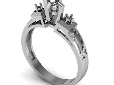 solitaire ring 3D print model 27