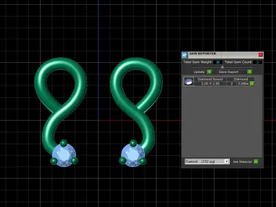 light weight diamond earrings  studs high quality 3d model Free 3D print model