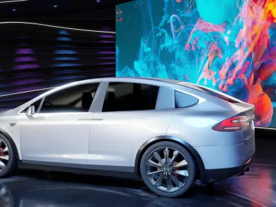 Tesla Model X on stage 3D model