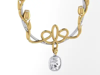 Pedant  Hoop Golden tulips  Art Deco 3D print model