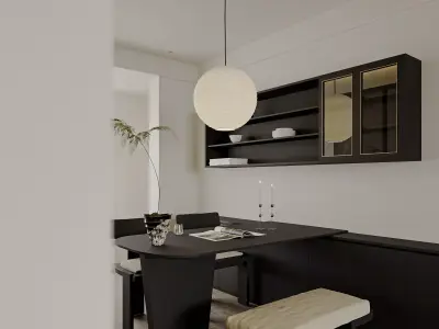 Modern living room dining room interior scenes 266 3D model