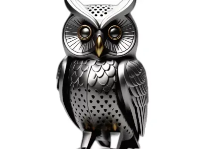 Elegant Metallic Owl Decorative Sculpture Low-poly 3D model