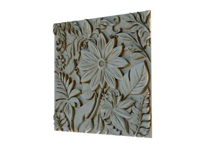mural flowers decor set wall panel 04  3D model
