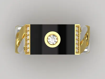 man diamond gemstone gold ring mr0156 3D print model