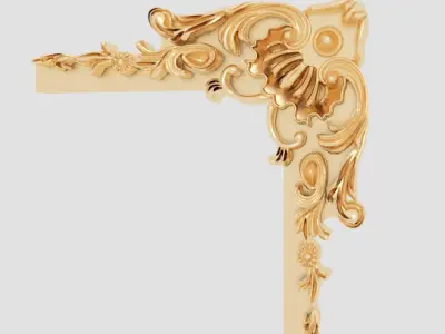 Classic 3D motifs inlaid with gold frame 3D model