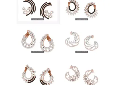 6 High Jewelry Galaxy Style Diamond Earrings 3dm renders details 3D Model Pack