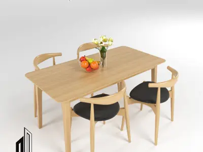 Dining Table Set 3D model buy