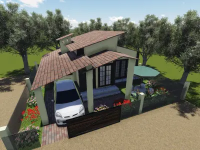 1 BHK house with car 3D model