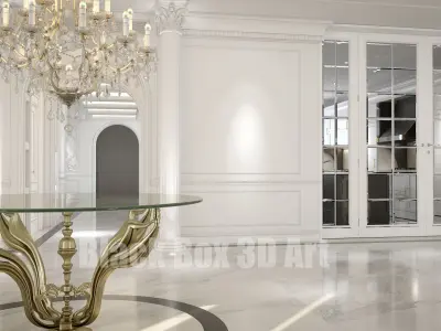 Classic interior design of the villa 3D model