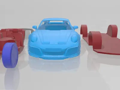 Porsche 911 TECHART GTstreet R 2022 - Separate Parts 3D Model 3D print model