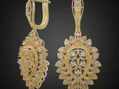 Earring 3D model 3D printable model 0089-11 Free 3D print model
