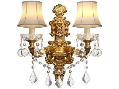 Golden Sconce Wall lamp classic style with crystal lampshade  3D model