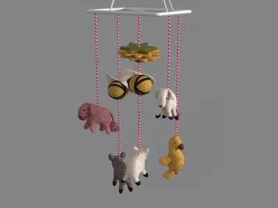 Wool Felt Farm Animal Mobile 3D model